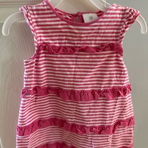 Hanna Anderson Pink & White Stripe Ruffle Dress